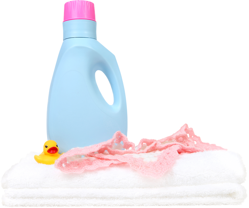Baby Girl Laundry Items with Bottle of Detergent 